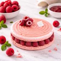 Gâteau Macaron famboise Vanille Artisanal | Calderon Saint-Raphaël et Cannes.