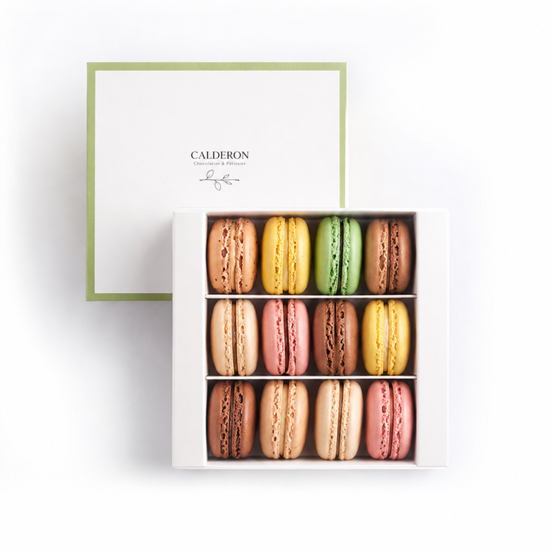 Coffret 12 macarons artisanaux | Calderon - Saint Raphaël | & Cannes.