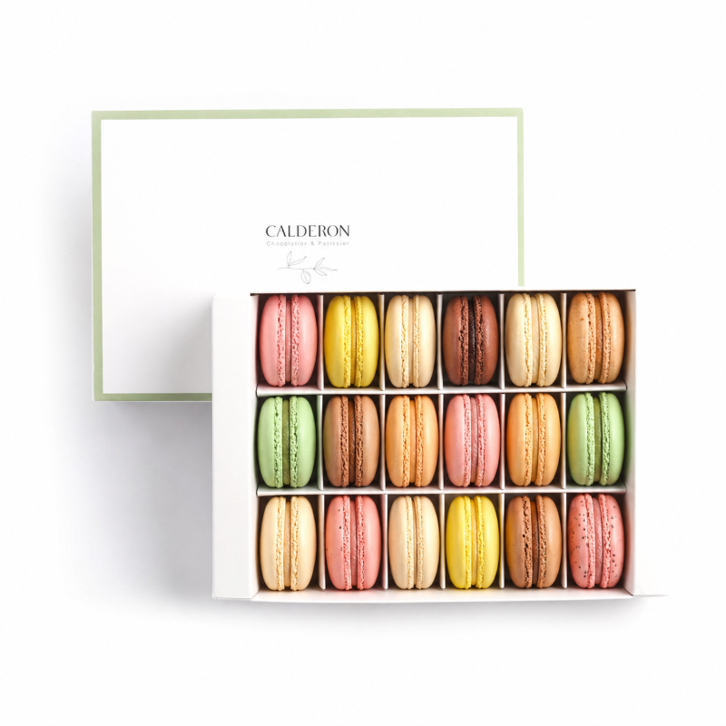 Coffret 18 macarons artisanaux | Calderon - Saint Raphaël | & Cannes.
